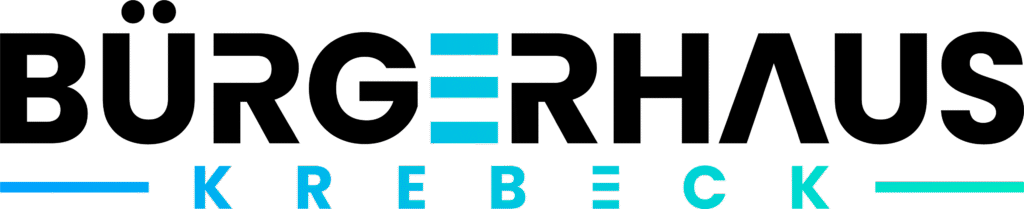 Bürgerhaus Krebeck logo — the words “Bürgerhaus Krebeck” in modern blue and black lettering.